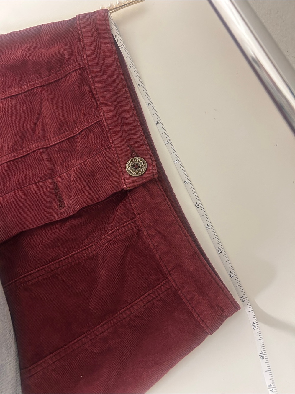 Anthropologie Button-Front Corduroy Midi Skirt in Wine Red - Picture 6 of 11